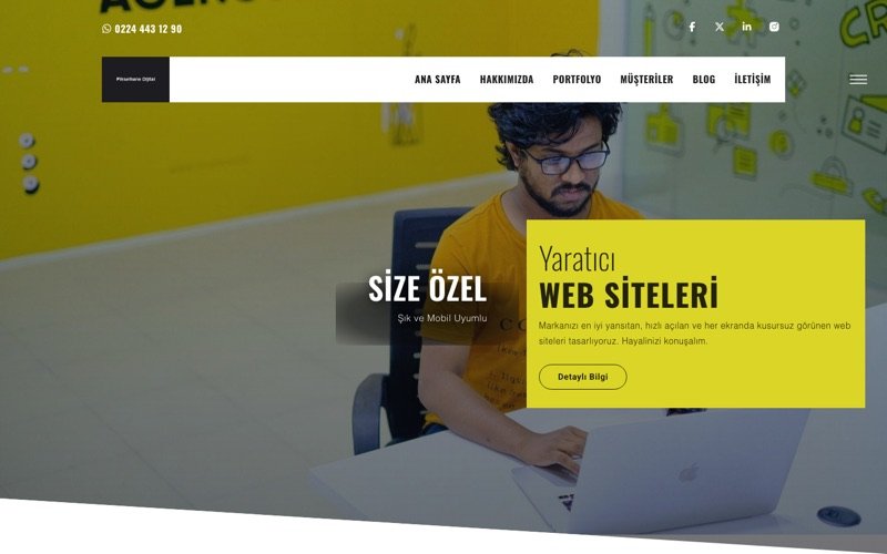Pikselhane Dijital web sitesi ana sayfa önizlemesi