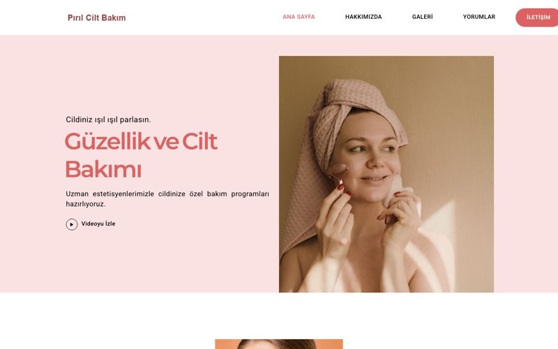 Pırıl Cilt Bakım web sitesi ana sayfa önizlemesi