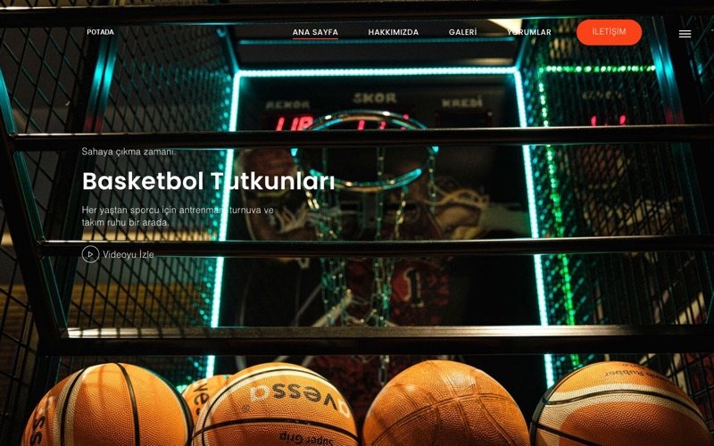 Potada Basketbol Kulübü web sitesi ana sayfa önizlemesi