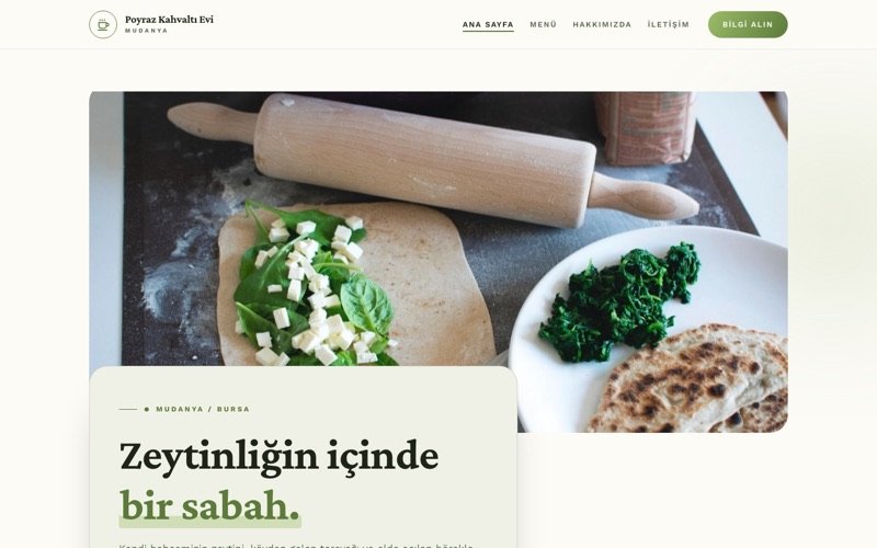 Poyraz Kahvaltı Evi hazır web sitesi teması ana sayfa önizlemesi