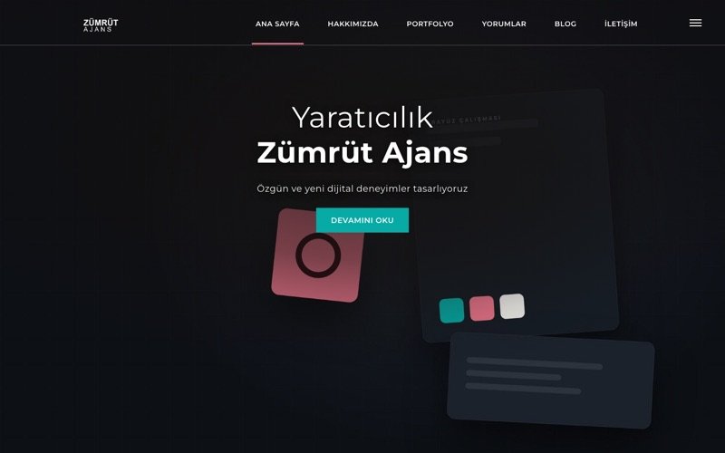 Premium Ajans web sitesi ana sayfa önizlemesi