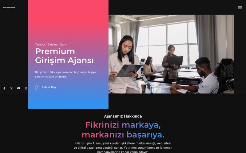 Premium Girişim Ajansı web sitesi ana sayfa önizlemesi