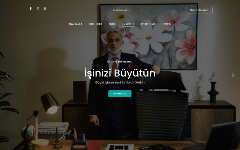 Pusula Kurumsal web sitesi ana sayfa önizlemesi