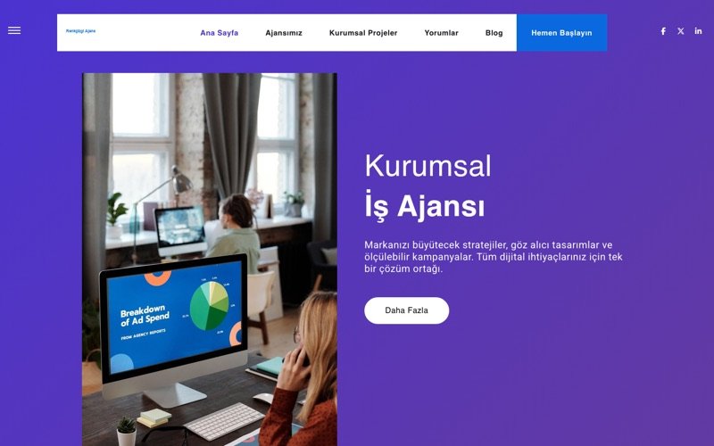Renkçizgi Ajans web sitesi ana sayfa önizlemesi