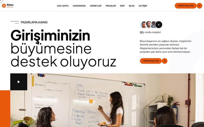 Ritim Pazarlama web sitesi ana sayfa önizlemesi