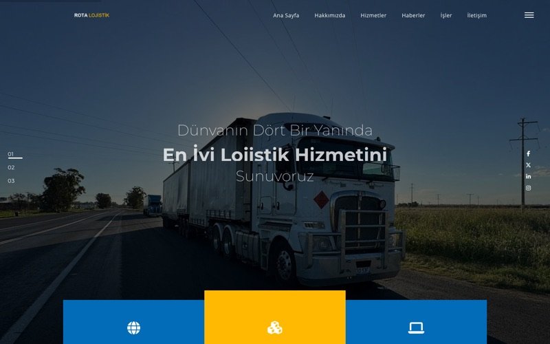 Rota Lojistik web sitesi ana sayfa önizlemesi