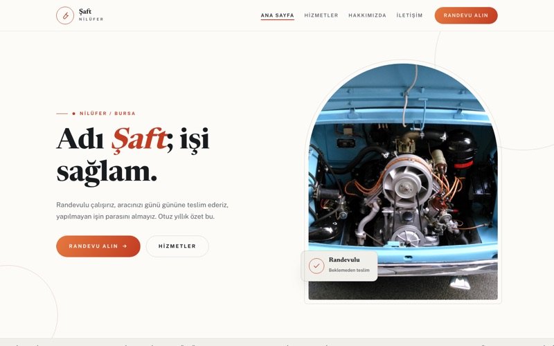 Şaft Otomotiv hazır web sitesi teması ana sayfa önizlemesi