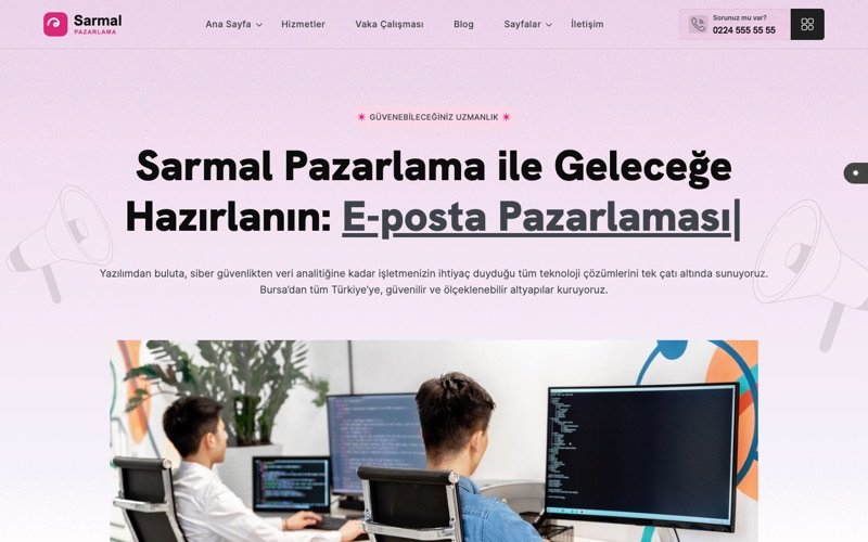 Sarmal Pazarlama web sitesi ana sayfa önizlemesi