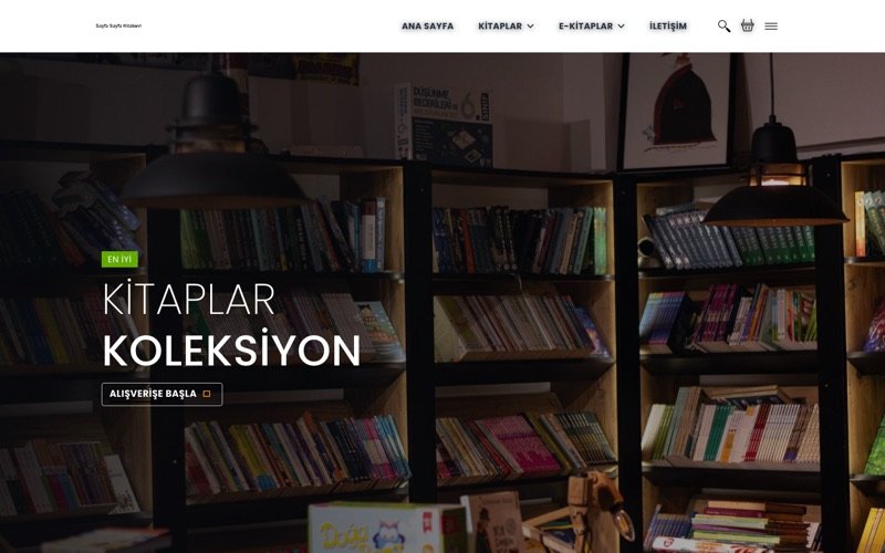 Sayfa Sayfa Kitabevi web sitesi ana sayfa önizlemesi
