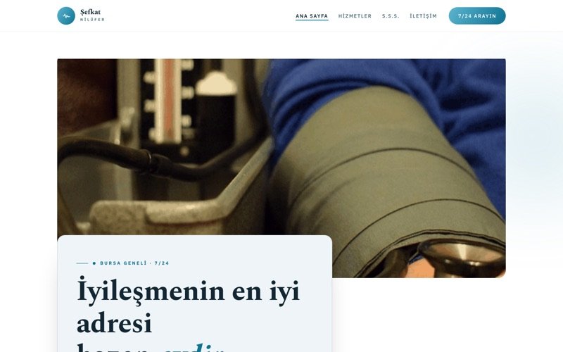Şefkat Evde Bakım hazır web sitesi teması ana sayfa önizlemesi