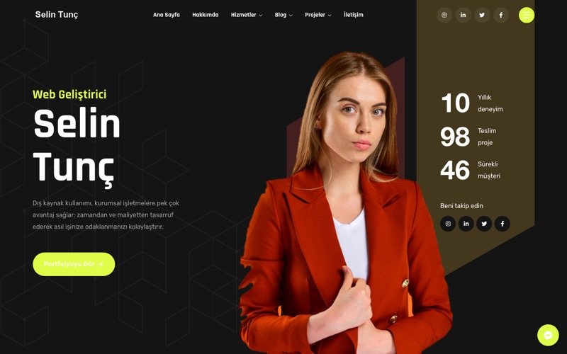 Selin Tunç web sitesi ana sayfa önizlemesi