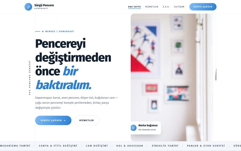 Sürgü PVC Pencere Servisi teması