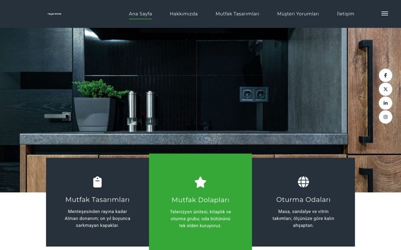 Tezgah Mutfak web sitesi ana sayfa önizlemesi