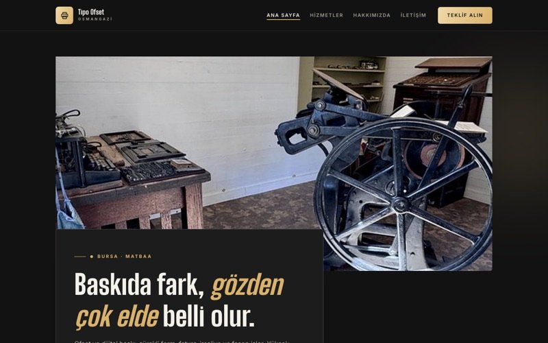 Tipo Ofset Matbaa hazır web sitesi teması ana sayfa önizlemesi