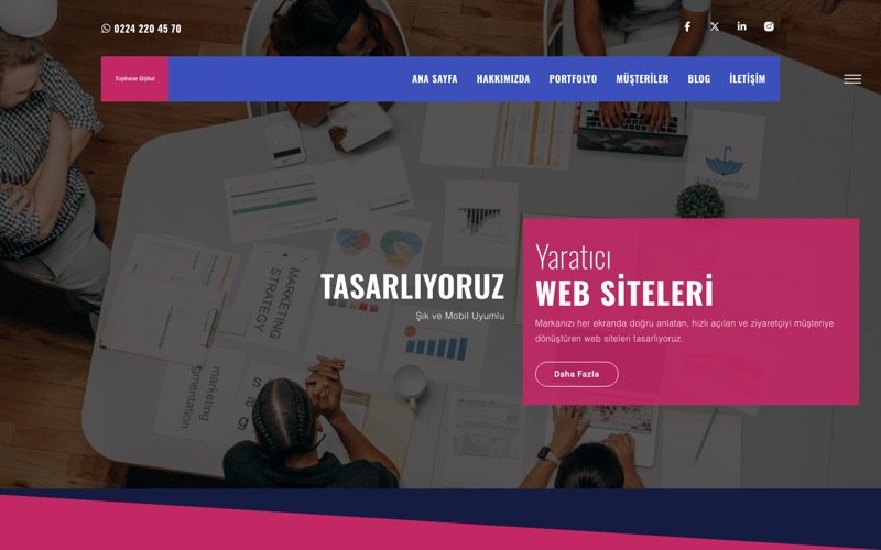 Tophane Dijital web sitesi ana sayfa önizlemesi