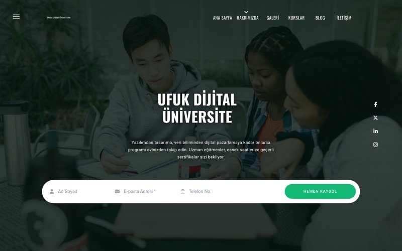 Ufuk Dijital Üniversite web sitesi ana sayfa önizlemesi