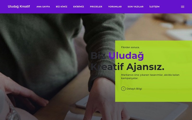 Uludağ Kreatif web sitesi ana sayfa önizlemesi