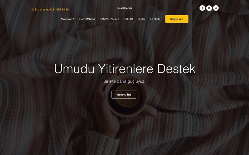 Umut Köprüsü web sitesi ana sayfa önizlemesi