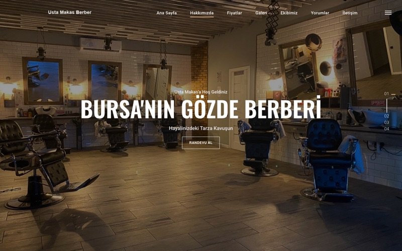 Usta Makas Berber web sitesi ana sayfa önizlemesi