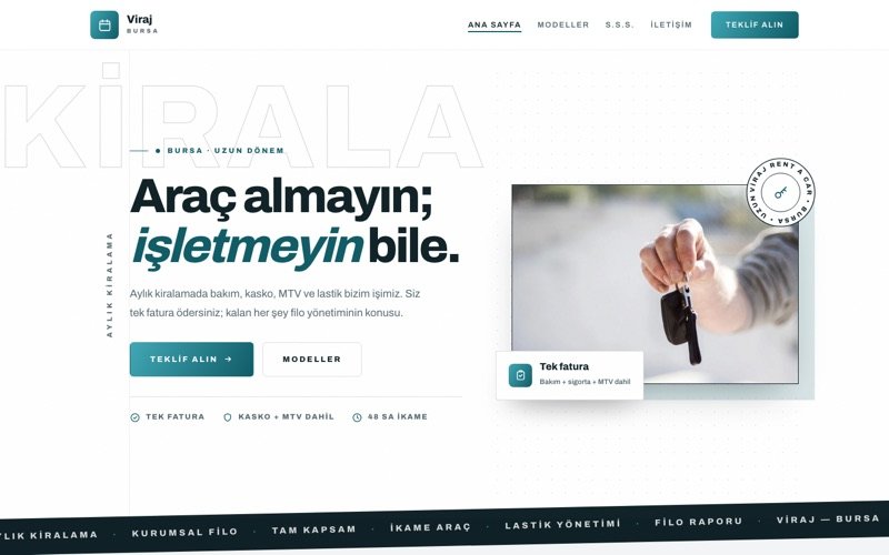 Viraj Rent A Car teması