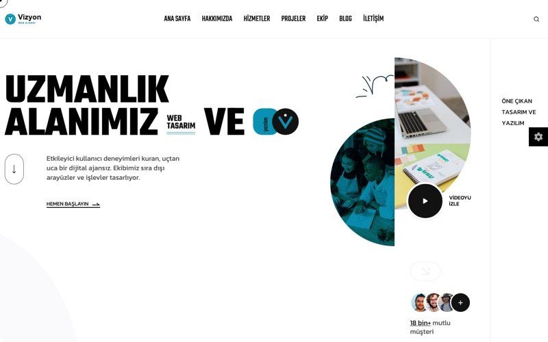 Vizyon Web web sitesi ana sayfa önizlemesi