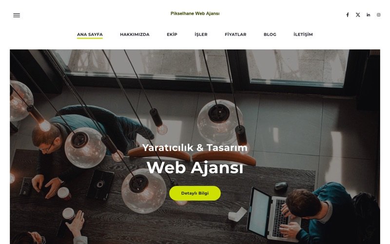 Web Ajansı web sitesi ana sayfa önizlemesi