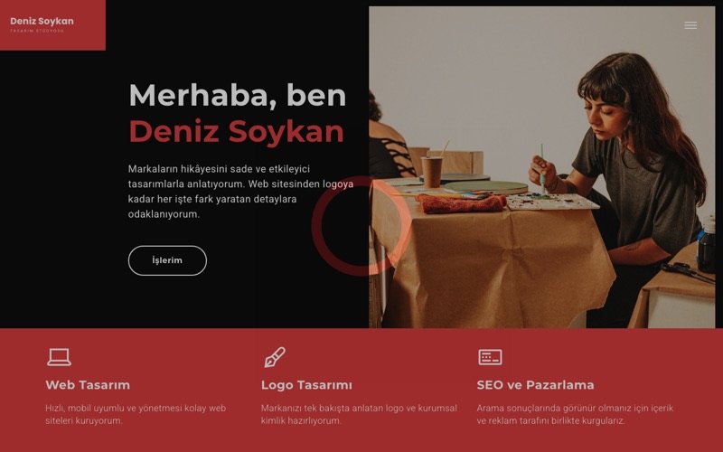 Yaratıcı Tasarımcı web sitesi ana sayfa önizlemesi