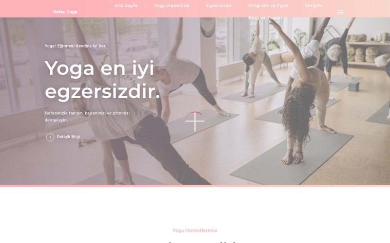 Yoga Eğitmeni web sitesi ana sayfa önizlemesi