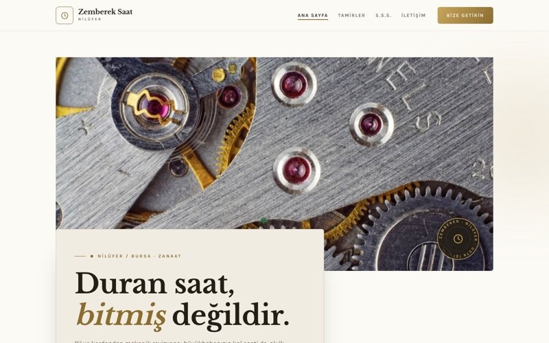 Zemberek Saat Tamiri hazır web sitesi teması ana sayfa önizlemesi