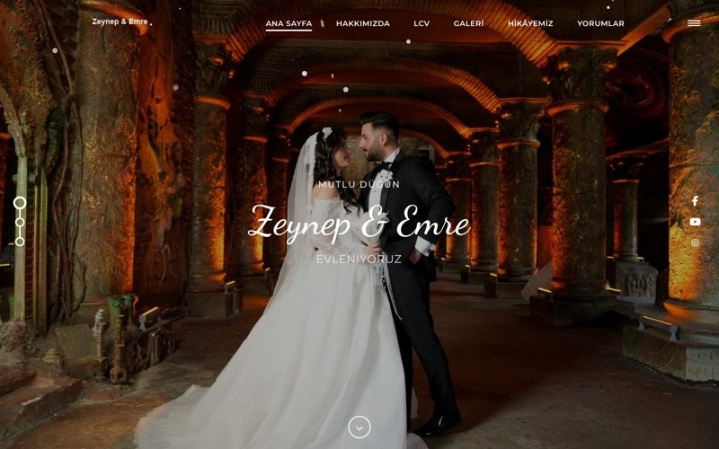 Zeynep & Emre web sitesi ana sayfa önizlemesi