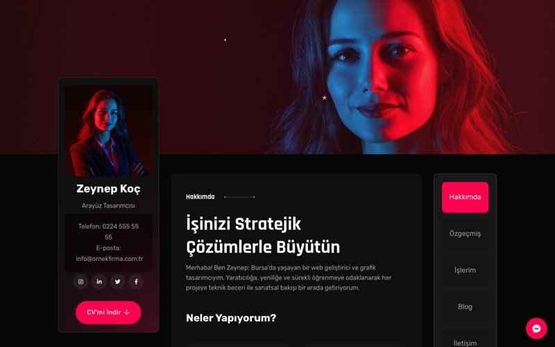 Zeynep Koç web sitesi ana sayfa önizlemesi