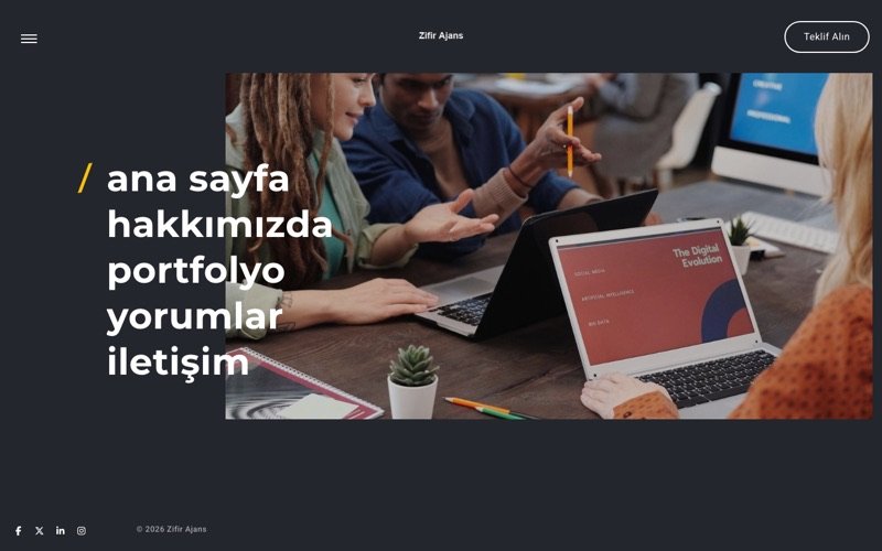 Zifir Ajans web sitesi ana sayfa önizlemesi