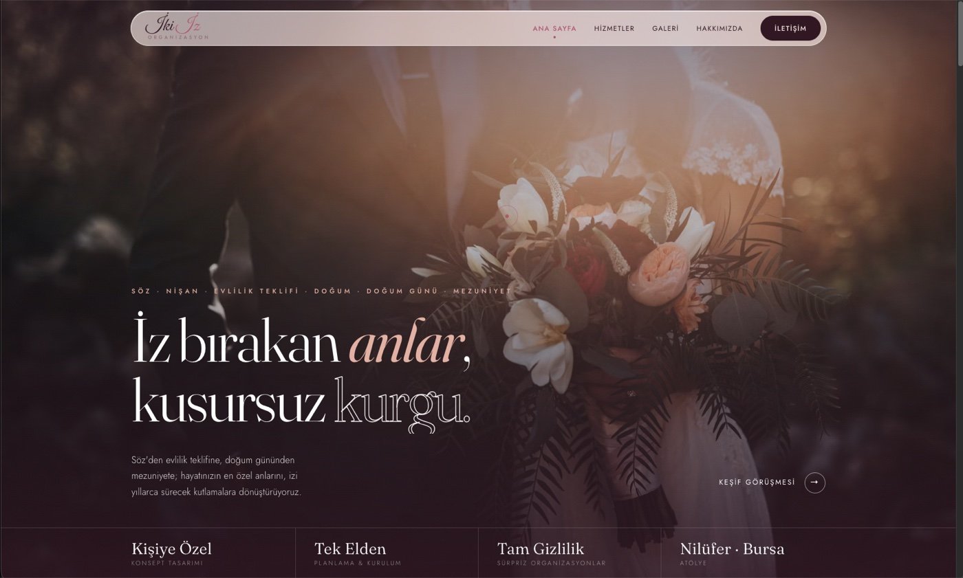İki İz Organizasyon web sitesi ekran görüntüsü