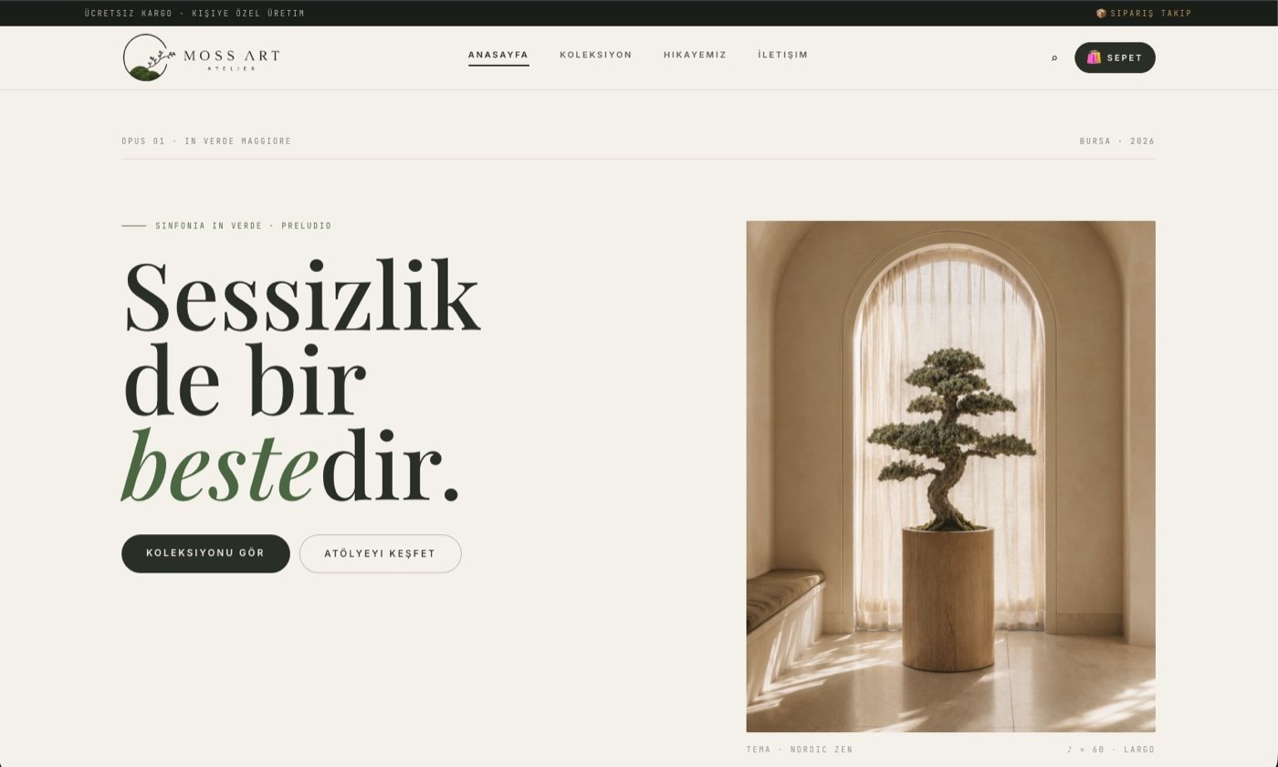 Moss Art Atelier e-ticaret sitesi ekran görüntüsü