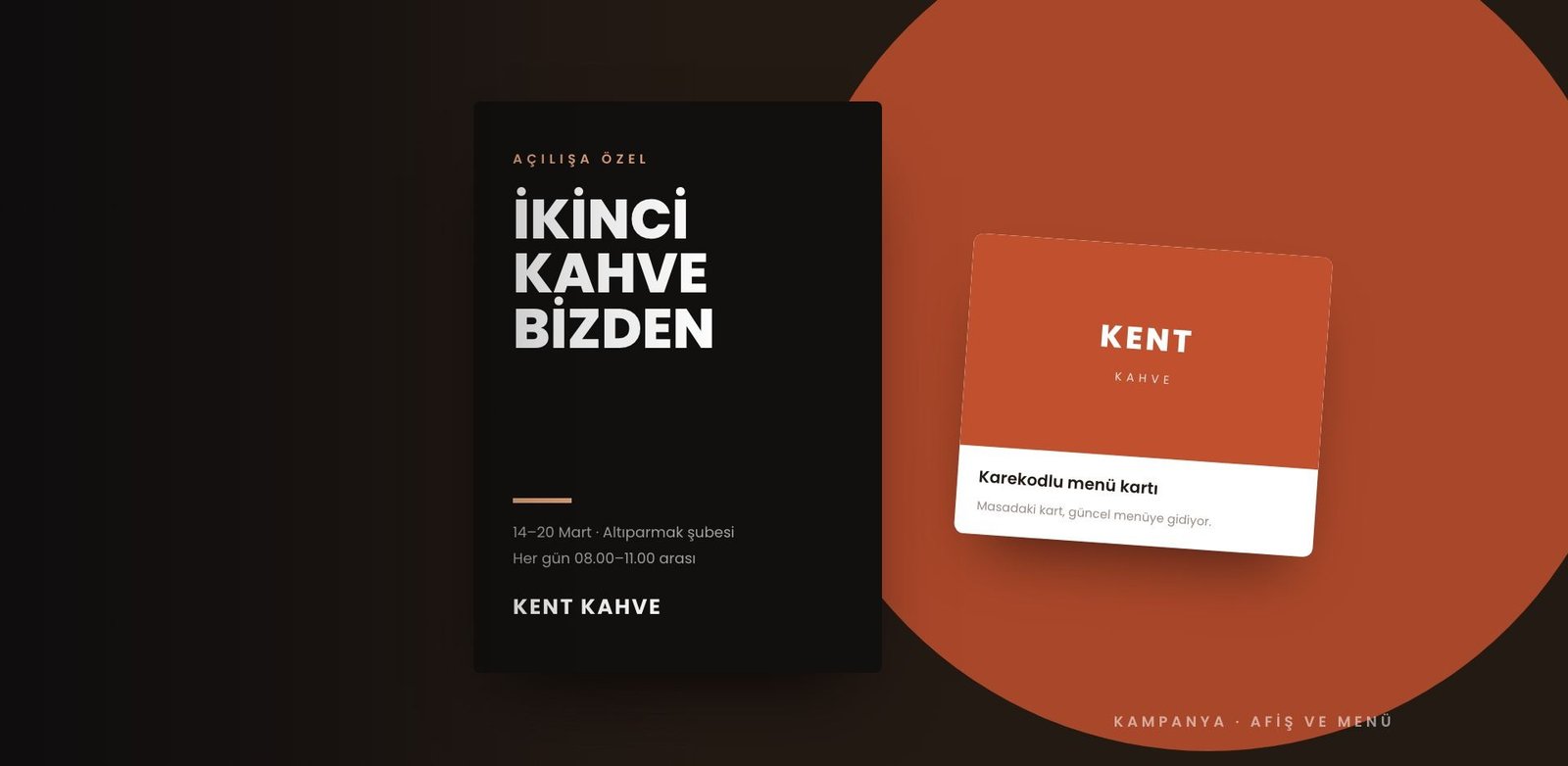 Kent Kahve açılış afişi ve menü kartı