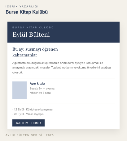 Bursa Kitap Kulübü — İçerik yazarlığı